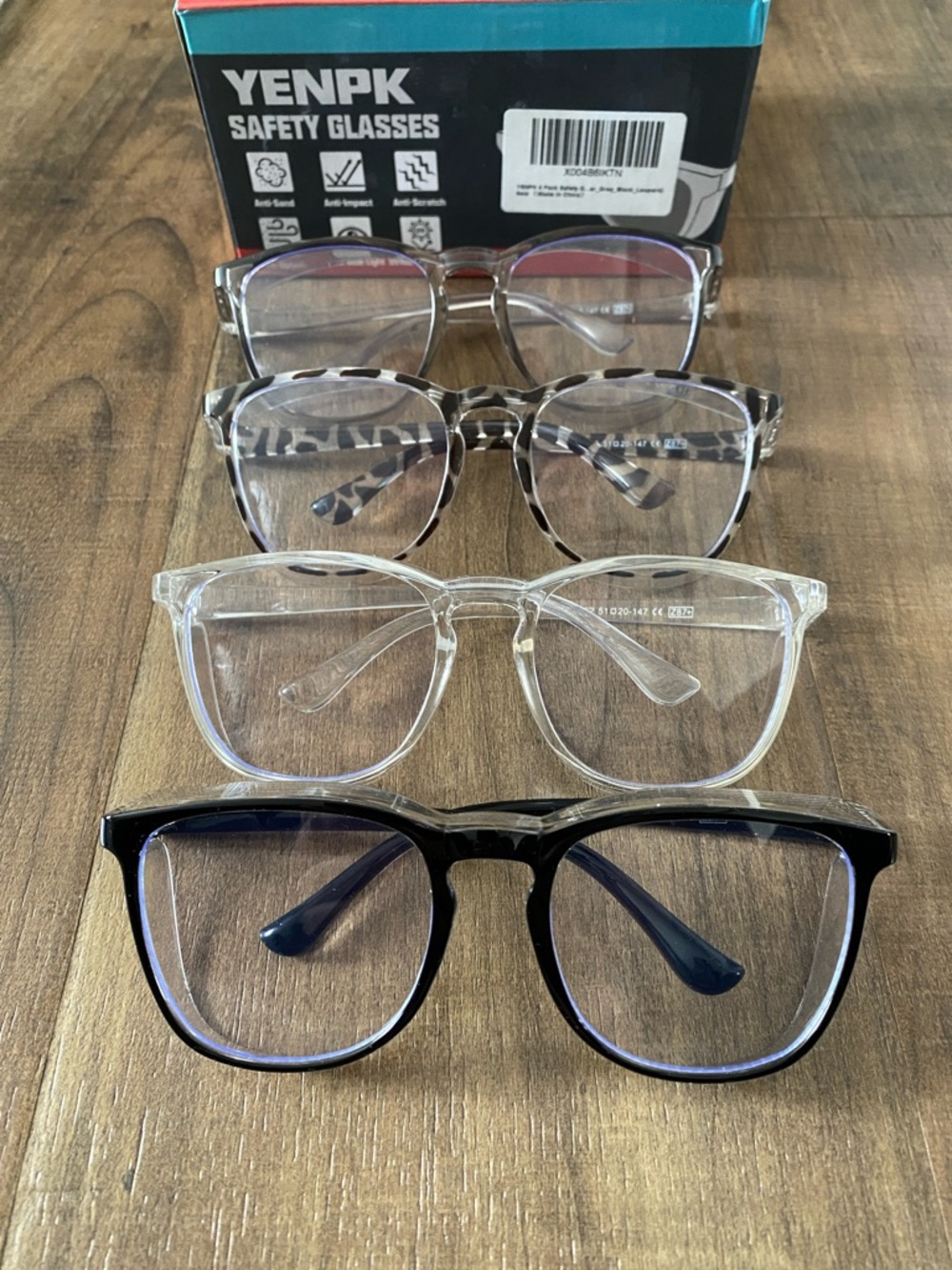 Amazon safety Glasses Pack - Black, Clear, Tortoiseshell, Gray